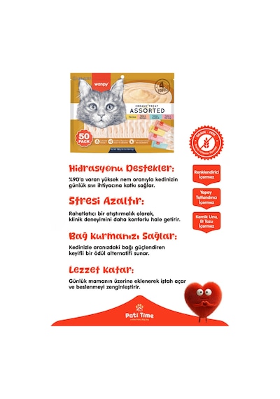 3lü Set: Hipoalerjenik Somonlu Kısır Kedi Maması 2kg + 50x14gr Wanpy Krema Kedi Ödülü Ezme Hediyeli