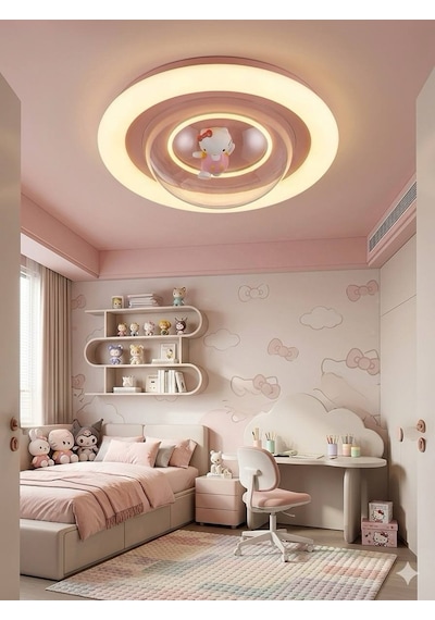 Sweetcat 3 Renk Ledli Tavan Plafonyer Avize Uzaktan Kumandalı Dimmerli Gece Lambası Modu 50 Cm Beyaz