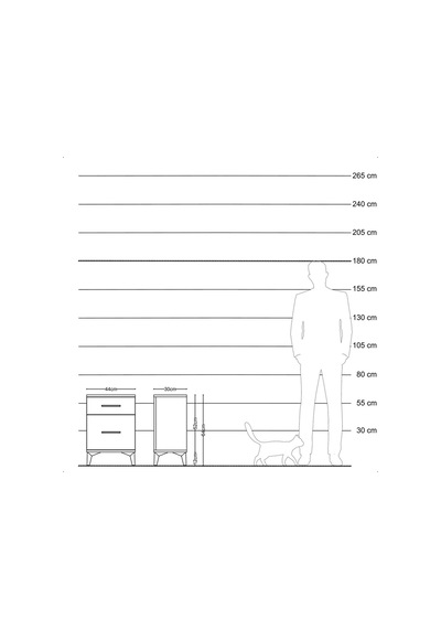 Arges Komodin 2 Çekmeceli 44x30x64 Antrasit-çam Antrasit