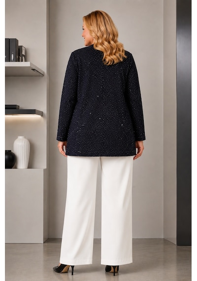 Bihan Store Kadın Sim Detaylı Ceket Ve Bluz İkili Takım - Y26-7028 - Lacivert
