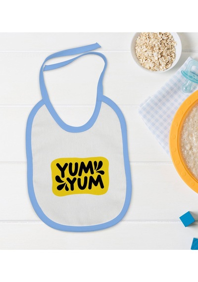 Bk Kids Yum Yum Tasarımlı Mavi Bebek Mama Önlüğü Mavi