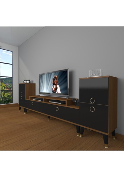 Decoraktiv Ekoflex On2 Mdf Gold Tv Ünitesi Tv Sehpası Ceviz - Siyah