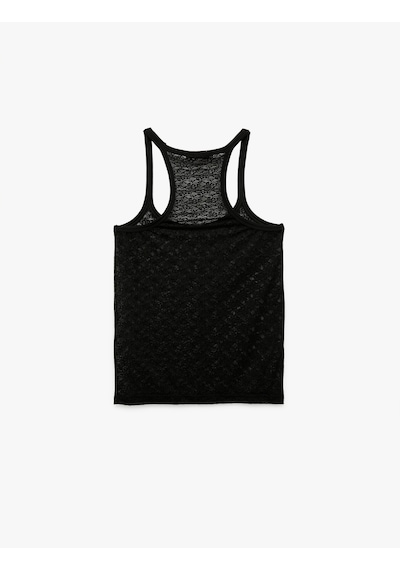 Koton Rahat Kalıp Yarı Transparan U Yaka Dantel Atlet Pijama Üstü Siyah 6wlk90022mk Siyah