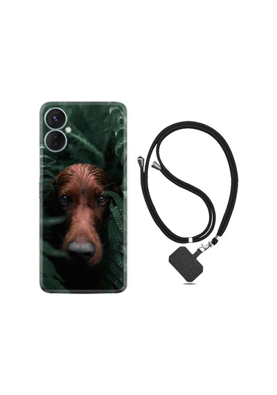 Tecno Spark 9 Pro Kılıf İpli Boyun Askılı Desenli Silikon Flowers Dog 1346
