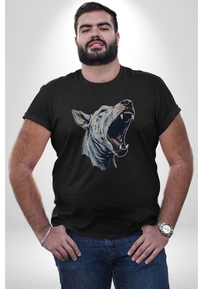 Bull Terier Köpek Havlama Unisex Unisex Siyah Organik Baskılı T-shirt Penye Yüksek Kalite Siyah