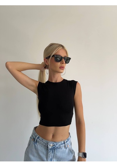 Midi Crop Top T-shirt 373 Siyah