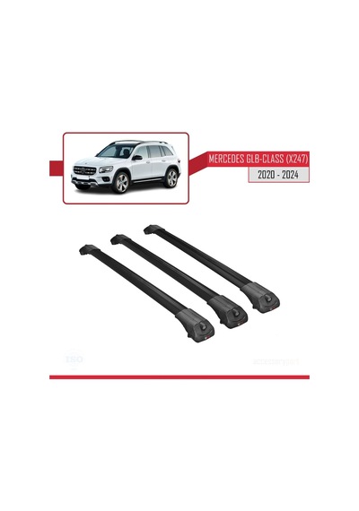 Mercedes Glb-class X247 2020 Ve Sonrası İle Uyumlu Ace-1 Ara Atkı Tavan Barı Siyah 3 Adet Bar