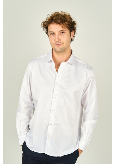 Figs Erkek Slim Fit Uzun Kollu Pamuklu Parlak Kumaş Gömlek 0013 Beyaz Beyaz