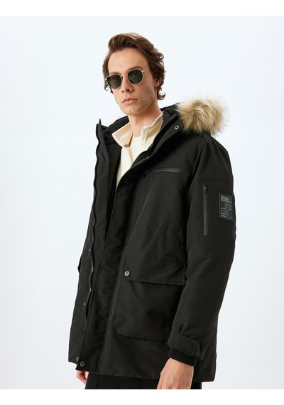 Koton Anorak Mont Slim Fit Fermuarlı Siyah 5wam00013hw Siyah