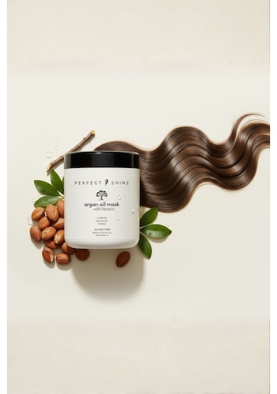 Perfect Shine Derinlemesine Besleyici Onarıcı Yoğun Bakım Argan Yağı Keratin İpek Proteinli Saç Maskesi 1 L