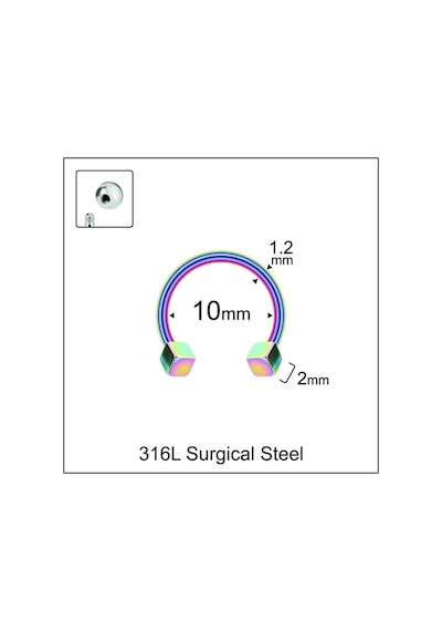 316 L Cerrahi Çelik Kıkırdak Helix Tragus Piercingi Çok Renkli