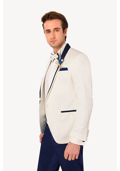 Ysf Erkek Krem Mono Yaka Slim Fit Damatlık