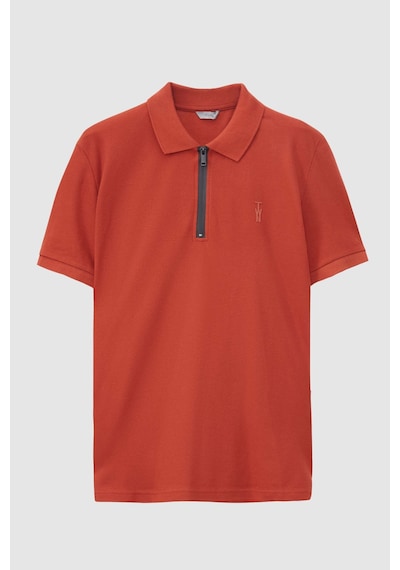 D's Damat Slim Fit Kiremit Pike Dokulu Yarım Fermuarlı Polo Yaka T-shirt 4ec14ortfrplo Kiremit