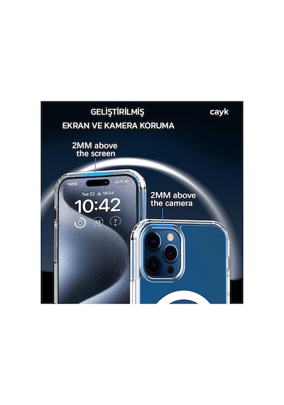 İphone 15 Plus Uyumlu Esnek Plastik Magsafe Wireless Şarj Özellikli Şeffaf Kılıf