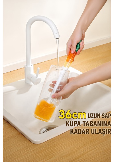 5 Farklı Uç 36cm Çok Amaçlı Biberon Su Şişesi Suluk Sürahi Temizleme Bulaşık Fırçası Mt297
