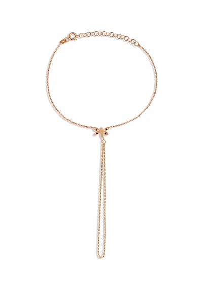 Siyah Taşlı Yusufçuk Motifli Gümüş Şahmeran Rose Gold