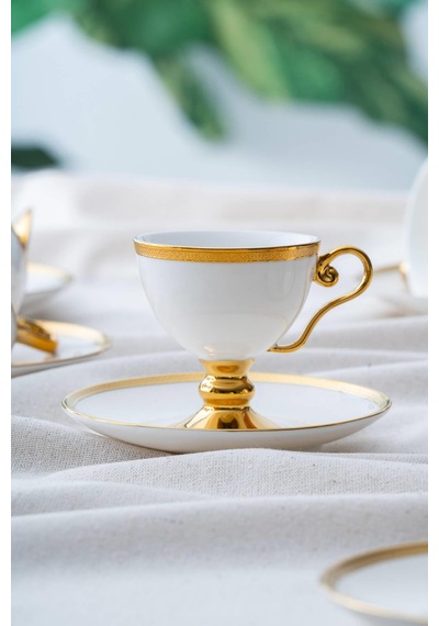 Acar Thelma Gold 6 Kişilik Kahve Fincanı Takımı - 100 Ml Beyaz