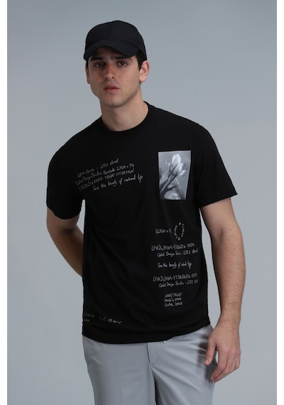 Lufian Erkek Fred Modern Grafik T-shirt 111020219 Siyah