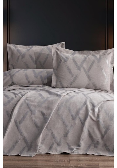 Nisan 3 Parça Çift Kişilik Pike Takımı 240x260 Bej Bej