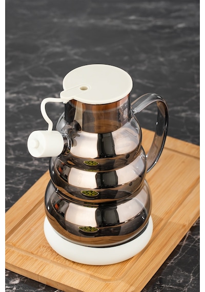 Porsima 3617-2 Kapaklı Borosilikat Cam Yağlık Sirkelik Yağdanlık 1000ml Beyaz Beyaz