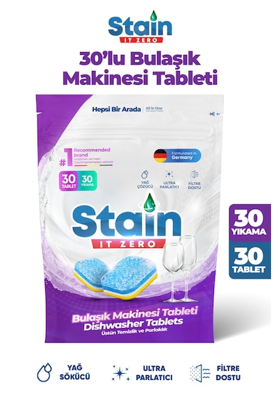 Stain İt Zero Hepsi Bir Arada Bulaşık Makinesi Deterjanı 30 Tablet