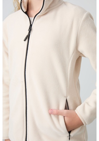 Tommy Life Bej Kalın Yumuşak Dokulu Standart Fit Nakışlı Polar Kız Çocuk Sweatshirt - 75154 Bej