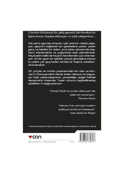 Açlık - Knut Hamsun - Can Yayınları