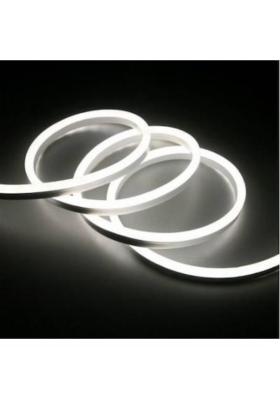 2 Metre Neon Beyaz 220 V Esnek Hortum Şerit Led Işık+ 1 Güç Fişi