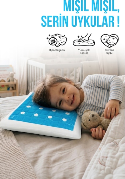 Viscofoam Terletmeyen Ortopedik Hava Kanallı Jelli Visco Bebek Yastığı 43,5 x 29,5 x 8 CM