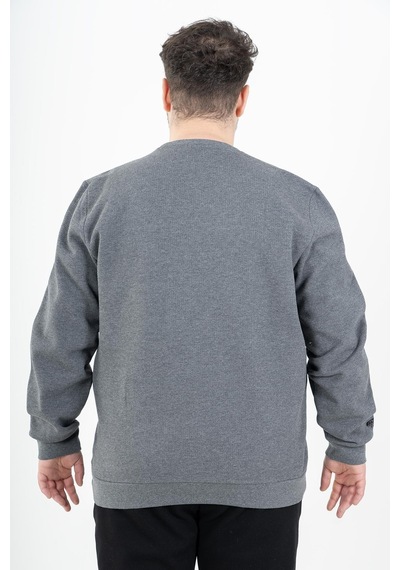 Maraton Sportswear Büyük Beden Erkek Bisiklet Yaka Takma Kol Basic Antramelanj Sweatshirt 22370-antramelanj
