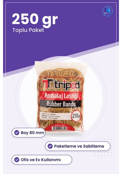 Paket Lastiği 250 Gr Ambalaj Boy 80 Mm Paketleme Ve Sabitleme İşl