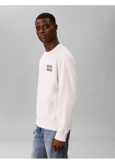 Calvin Klein Ls Premıum Terry Grp, P74 Krem Erkek Sweatshirt