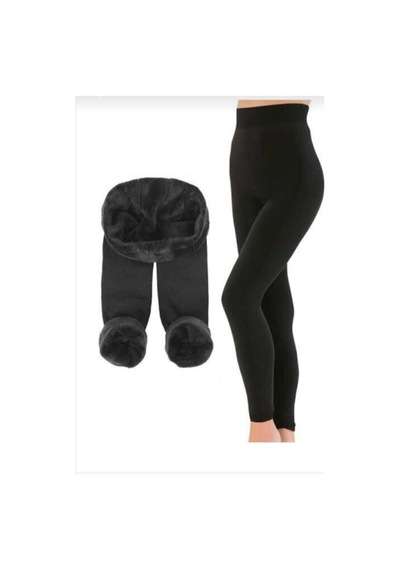 Multiflexpro Kadın İçi Peluşlu Termal Tayt Yüksek Bel Kışlık Tayt Siyah