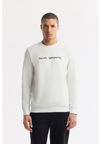 Avva Erkek Ekru Bisiklet Yaka Baskılı Bi-stretch İnterlok Regular Fit Sweatshirt A51y1208