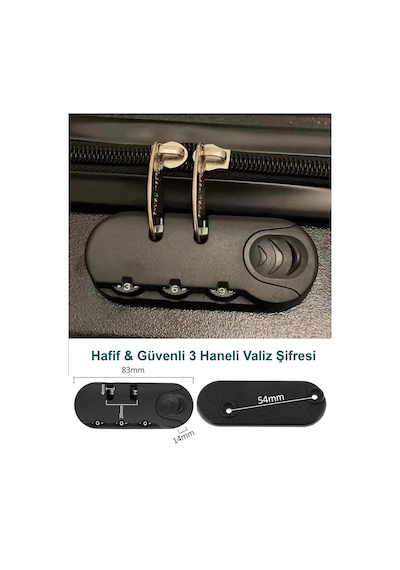 Hafif & Güvenli 3 Haneli Valiz Şifresi 2 Adet Altın