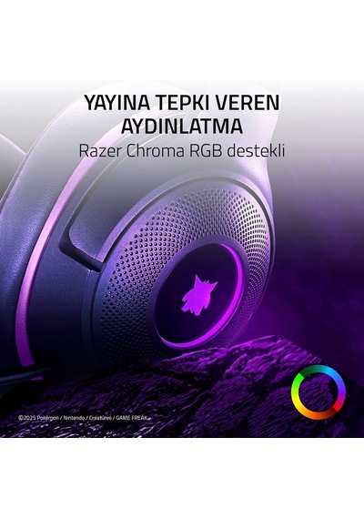 Razer Kraken Kitty V2 - Pokémon Gengar Edition - Usb Kulaklık - Gengar Spike'lar - Stream Reakt