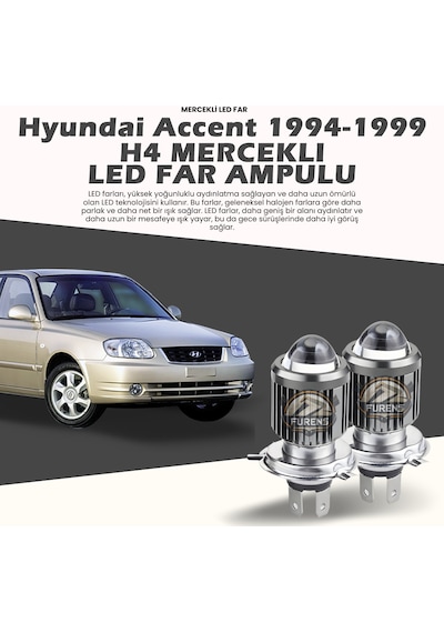 Hyundai Accent 1995-1999 Mercek Led Xenon Uzun - Kısa Tek Renk Beyaz