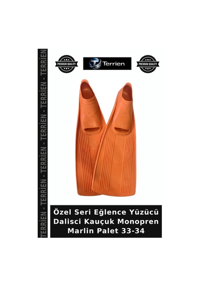 Özel Seri Eğlence Yüzücü Dalisci Kauçuk Monopren Marlin Palet 33-34 Çok Renkli