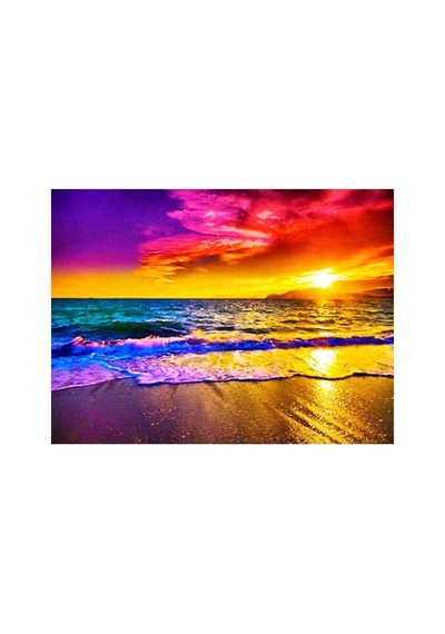 Renkli Dalgalar Sticker Çerçevesiz 70x90 Sayılarla Boyama Hobi Seti