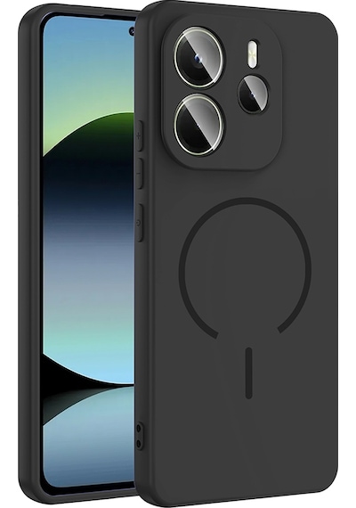 Xiaomi Redmi Note 14 4g Kılıf M-safe Şarj Özellikli Zore Meta Kapak Siyah