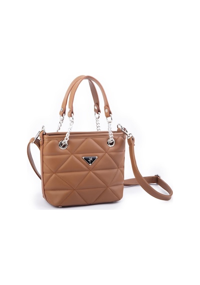 Nas Bag Mini Kadın Zincirli Kapitone El Ve Çapraz Çanta 1305 Taba Dona 19x19 Taba