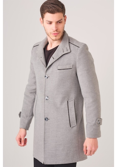 Plt8391 Dewberry Erkek Palto-Gri-Gri