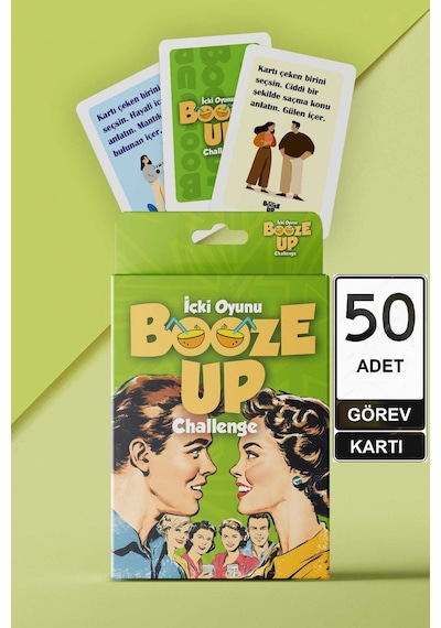Booze Up Challenge Eğlenceli Görev Kartı Oyunu 50 Kart