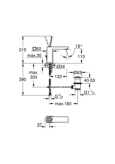 Grohe Eurocube M-Boyut Lavabo Bataryası Krom 23657000