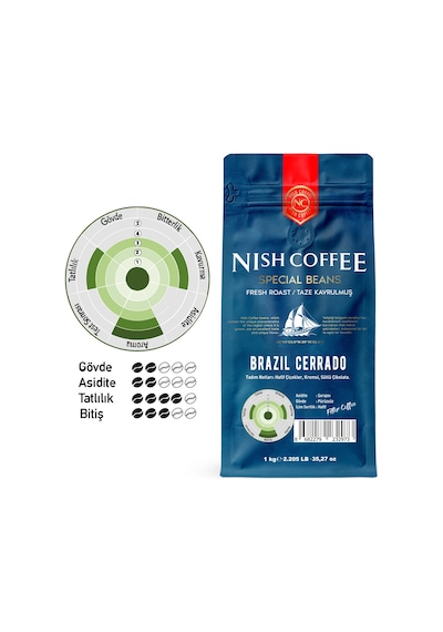 Nish Filtre Kahve Brazil Cerrado 1 Kg Öğütülmüş
