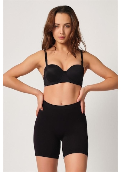 Emay Siyah Dikişsiz Soft Kadın Paçalı Boxer 3003 001