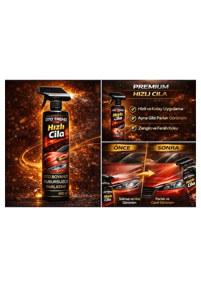 Oto Trend Hızlı Cila Sprey 400 Ml Araç Boya Parlatıcı, Hızlı Ve Kolay Uygulama, Parlak Koruma