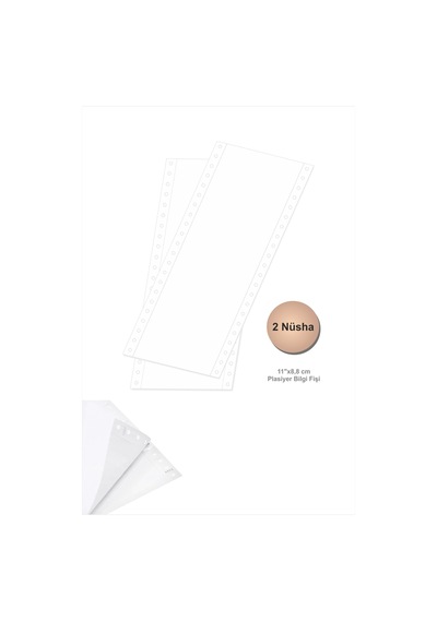 11x8,8 Plasiyer Fişi 2 Nüsha 1000 Adet, Beyaz Otokopili Sürekli Form 11''x8,8 Cm
