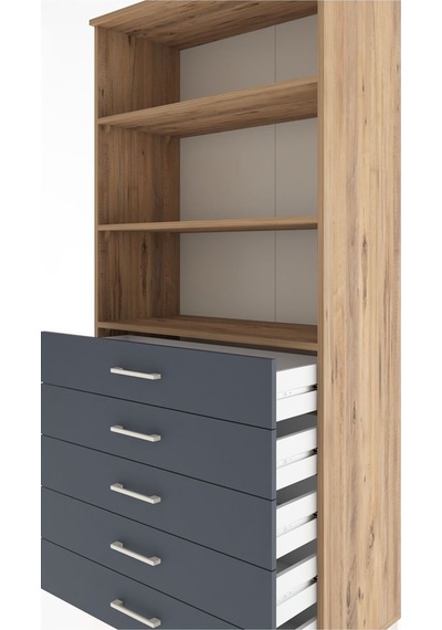Hyperion Dolap 3 Raflı 5 Çekmeceli 88x44x195 Çam-antrasit Çam