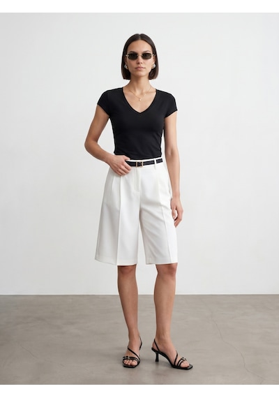 Dilvin 32799 V Yaka Top-siyah